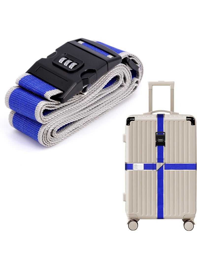 Meetion Luggage Straps with Password Lock Design Global Travel Accessories Suitcase Straps Lockable Personalised Luggage Straps for Suitcases Baggages (Blue) - Image 1