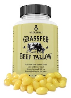 Grass Fed Beef Tallow Capsules, 3000mg, Nourishing Kidney Fat Supplement Supports Bones, Teeth, Gums and Skin, Inflammatory, Immune and Overall Health, Non-GMO, 180 Capsules