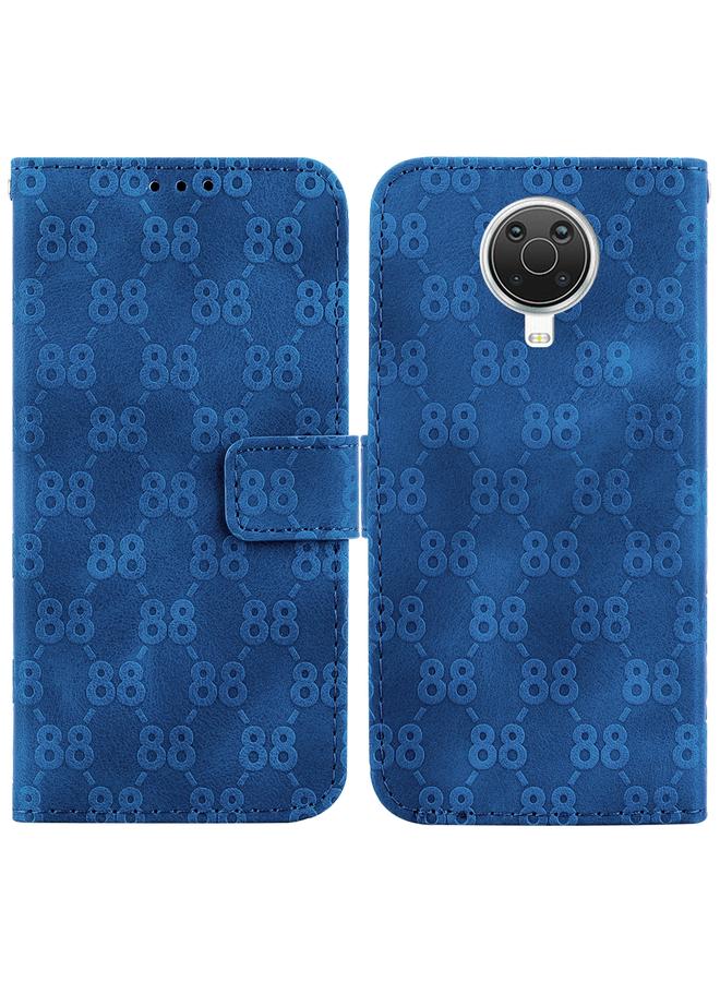 جراب هاتف جلدي مزدوج منقوش على شكل 8 لهاتف Nokia G10 / G20 (أزرق)