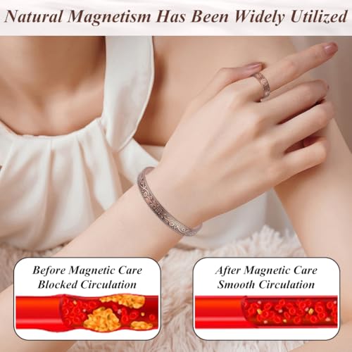 Vicmag Copper Magnetic Bracelet for Women and Men Ultra Strength Magnets 99.9% Pure Copper Strong Magnets Jewelry Gift Adjustable Length(Flower) - Image 3