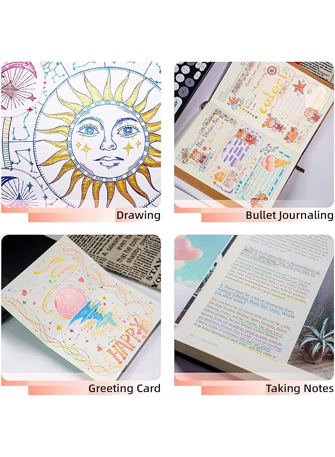 إيروريكس أقلام جل لامعة قابلة للسحب مكونة من 16 لونًا، أقلام جل لامعة برأس رفيع 0.7 مم، أقلام ملونة لتدوين اليوميات ورسم المجلات والكتب والأدوات الفنية المدرسية - Image 4