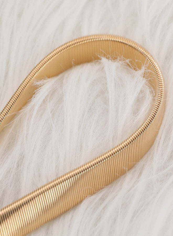 كريت آيديا حزامان رفيعان مطاطيان للنساء، قابلان للتعديل، مصنوعان من المعدن، مزودان بإبزيم متشابك، مناسبان لمقاسات الخصر من 68 إلى 90 سم، متوفران باللونين الذهبي والفضي. - Image 5