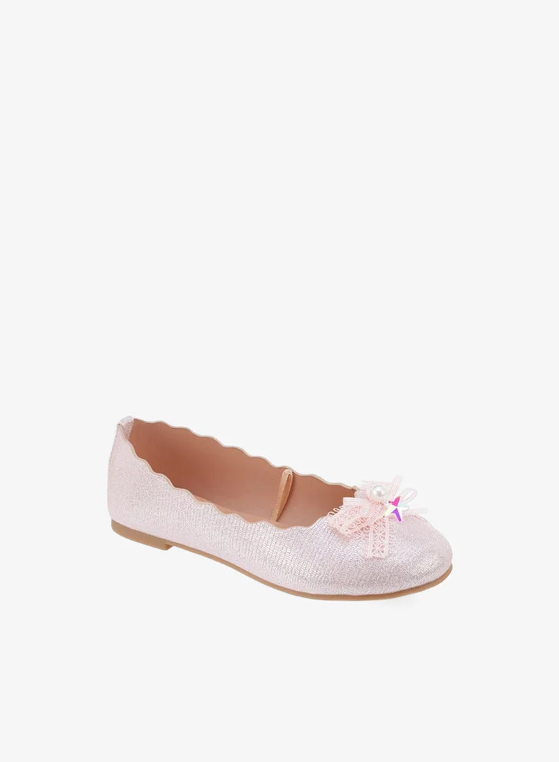 ليتل ميسي Girls Textured Ballerina Shoes