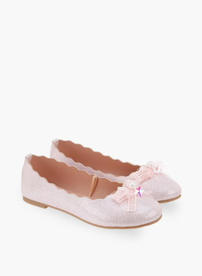 ليتل ميسي Girls Textured Ballerina Shoes