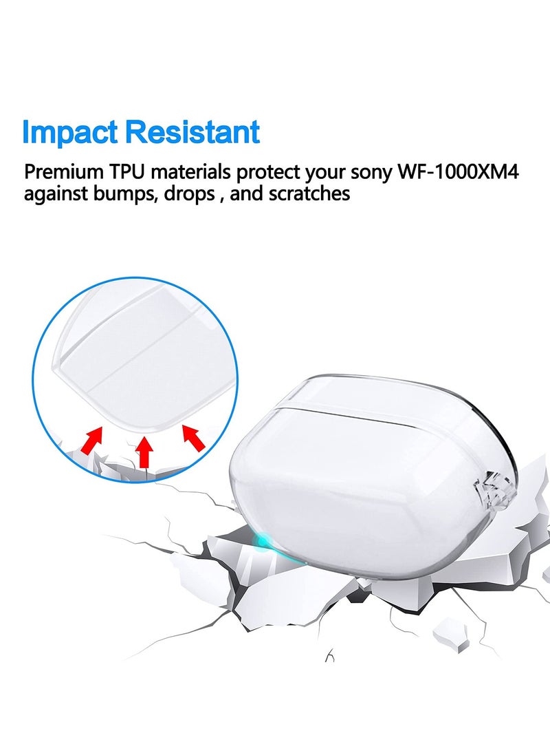 SOLARAE Cover Cases for Sony WF-1000XM4, Durable Shockproof Drop Proof Full Body Protective Case Made of TPU with Keychain for Sony Wireless Earbuds (Transparent) - Image 2