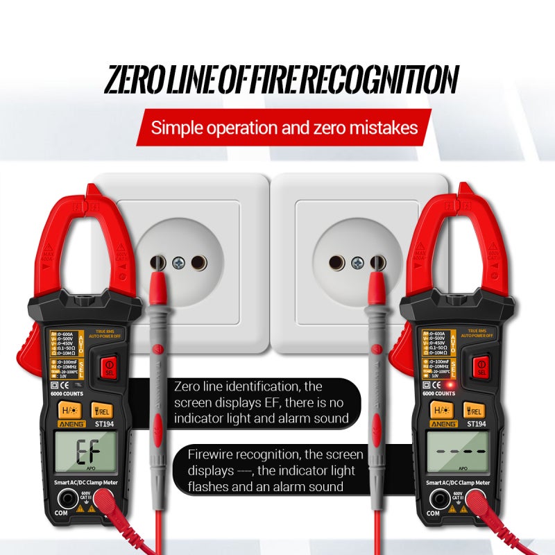 ANENG ST194 6000 Counts Digital Clamp Meter True RMS Current Tester NCV Universal Meter DC/AC Voltmeter AC/DC Amp Meter Clamp-type Multimeter Automatic Integrated Smart Clamp Current Meter Tester - Image 2