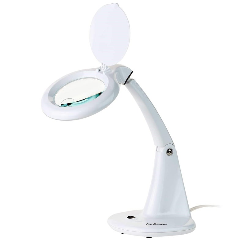 AmScope  40 LED Adjustable Tabletop Magnifying Lamp with 4 Glass Lens and 175X and 4X Magnifications  MAGLED8093A - Image 1