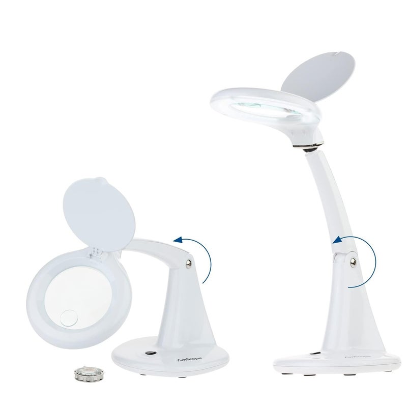 AmScope  40 LED Adjustable Tabletop Magnifying Lamp with 4 Glass Lens and 175X and 4X Magnifications  MAGLED8093A - Image 2