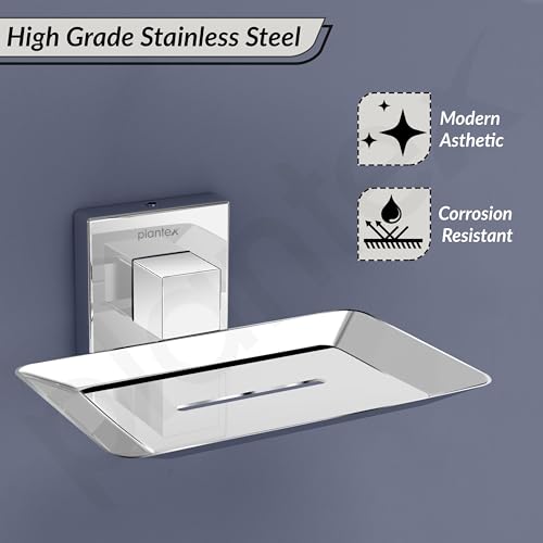 Plantex Aqua Heavy-Duty Stainless Steel Soap Holder for Bathroom/Soap Dish/Soap Stand/Bathroom Accessories - (Chrome) - Image 3
