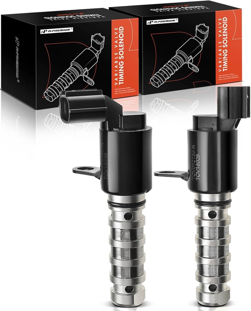 A-Premium 2-PC Intake & Exhaust Engine Variable Valve Timing (VVT) Solenoid Compatible with Hyundai Santa Fe Sonata Tucson & Kia Forte Optima, Replace# 243552G500 243752G500 - Image 1
