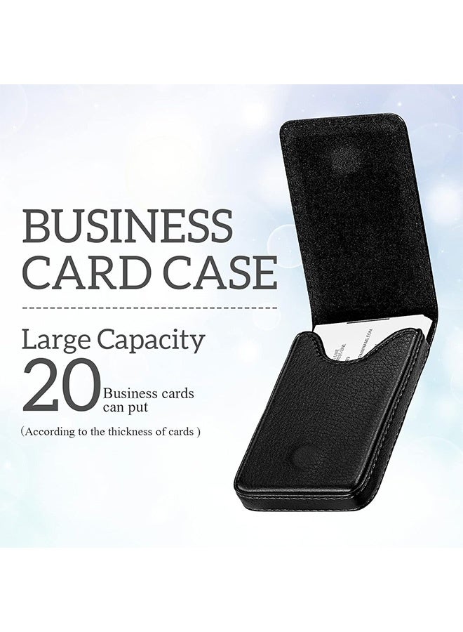 Quantum 2 PCS Business Card Holder, PU Leather Business Card Case, Pocket Name Card Holder with Magnetic Shut Credit ID Case (Black) - Image 4