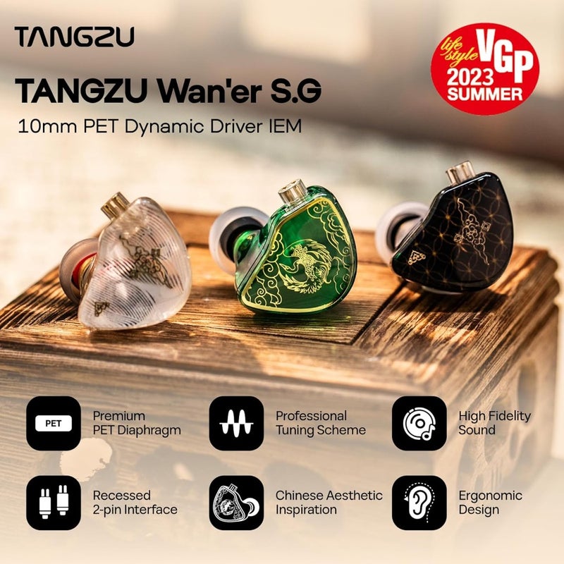 TANGZU Wan'er S.G 10mm DD Driver PET Diaphragm IEM, Recessed 2Pin - Image 2