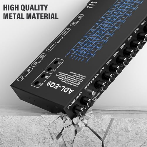 Suacopzar 9 Band Car Audio Equalizer, Car Graphic Equalizer EQ W/Front, Rear +Sub Output, 8V RMS Line Driver, Frequency Adjustable Audio Output for Car, Boat W/CD/AUX Input, White Light Illumination - Image 2