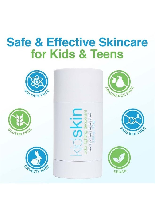 kidskin - Odor-Fighting Deodorant for Kids, Deodorant for Sensitive Skin and Other Skin Types, Deodorant for Boys and Girls Age 8-17 Years Old, Vegan and No Aluminum Deodorant, 2.65 oz. - Image 1