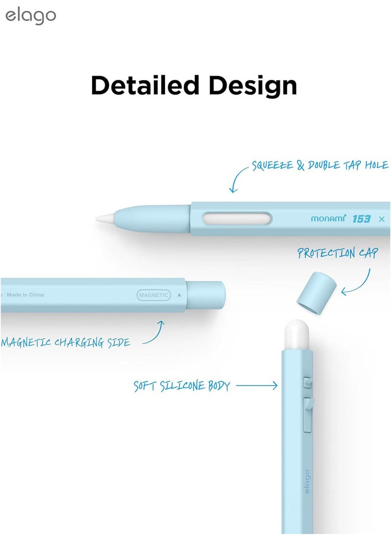 Elago elago x MONAMI Compatible with Apple Pencil Pro Case / Apple Pencil 2nd Gen Case Compatible with Magnetic Charging Double Tap - Sky Blue  - Image 4