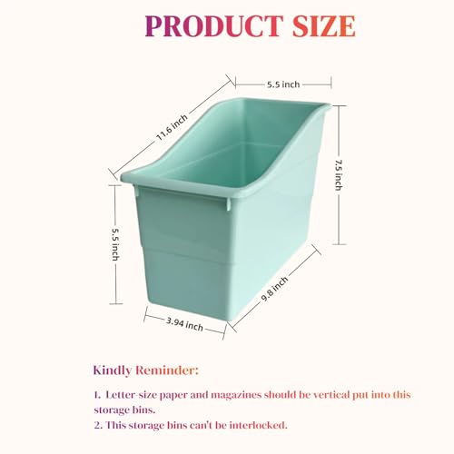 RAUVOLFIA 6 Pack Durable Plastic Book and Binder Holder Files Book Bins for Classroom Vertical Storage Book Organizer Folder Office Classroom Organization Containers Supplies Boho - Image 3