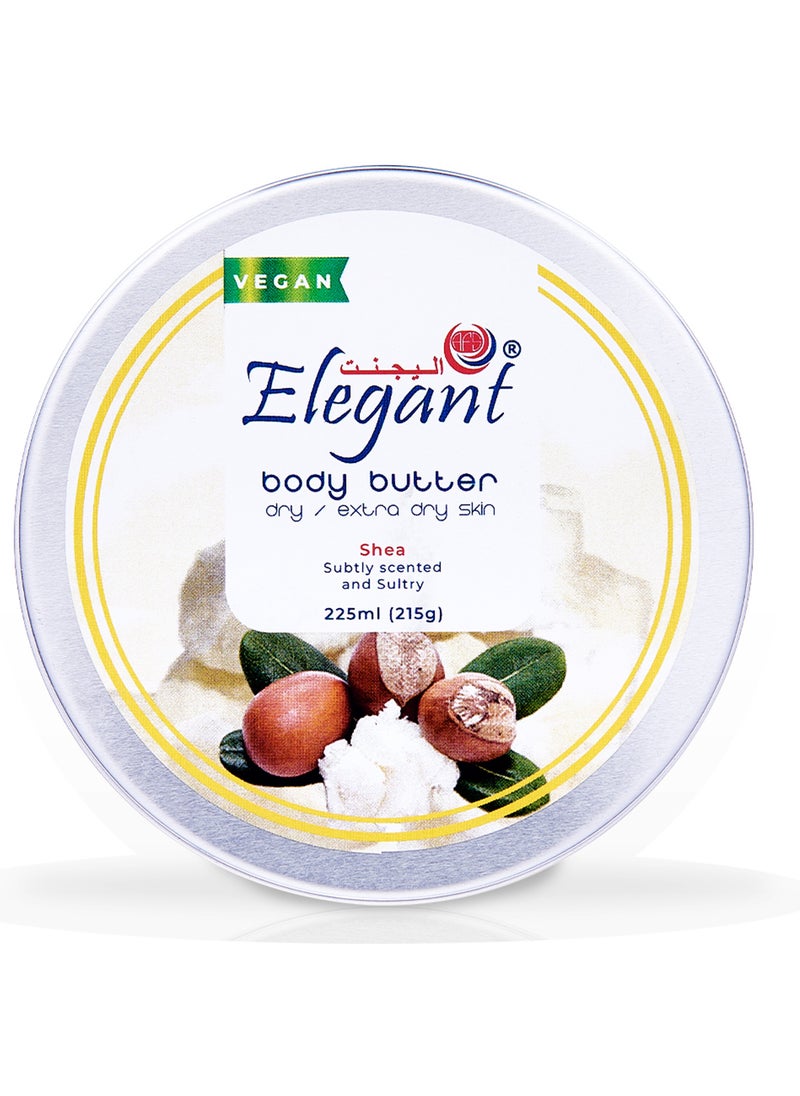 Elegant Shea Butter Body Butter, 225ML For Dry Skin, Vegan and Cruelty Free 