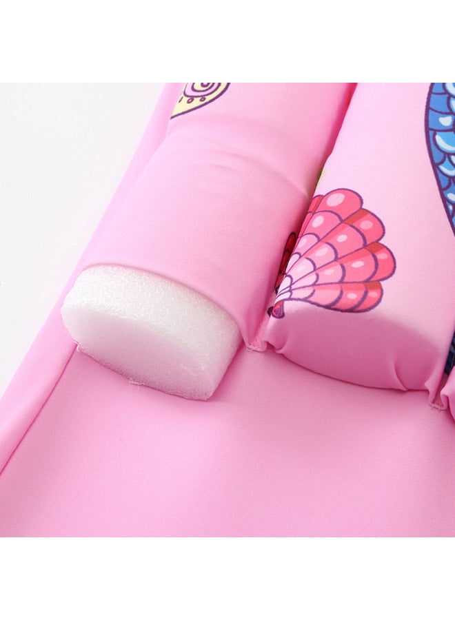 Loquat Wave Dieyi 2023 Children's Buoyancy Swimsuit Cartoon Animal Mermaid Cute One-piece Children's Short-sleeved Swimsuit-Color:Pink- - Image 4