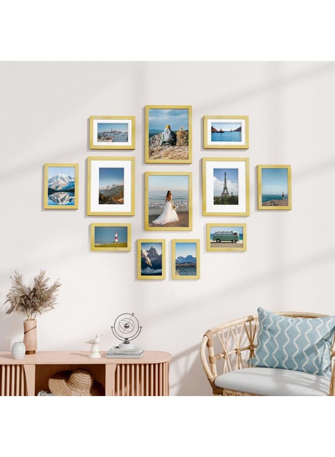 Vittanly Picture Frames Collage Wall Decor for Mounting or Tabletop Display, Gallery Wall Frame Set for Family, Multi Sizes Including 4pcs 8x10, 4pcs 5x7, 4pcs 4x6, Gold - Image 2