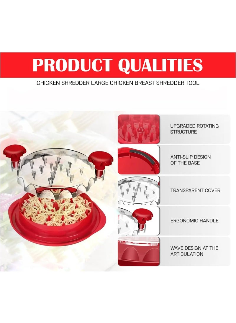 Oasisgalore - 2024 Chicken Shredder Tool - Ergonomic Meat Shredder with Cleaning Brush | BPA-Free Kitchen Gadget (Red) - Image 1