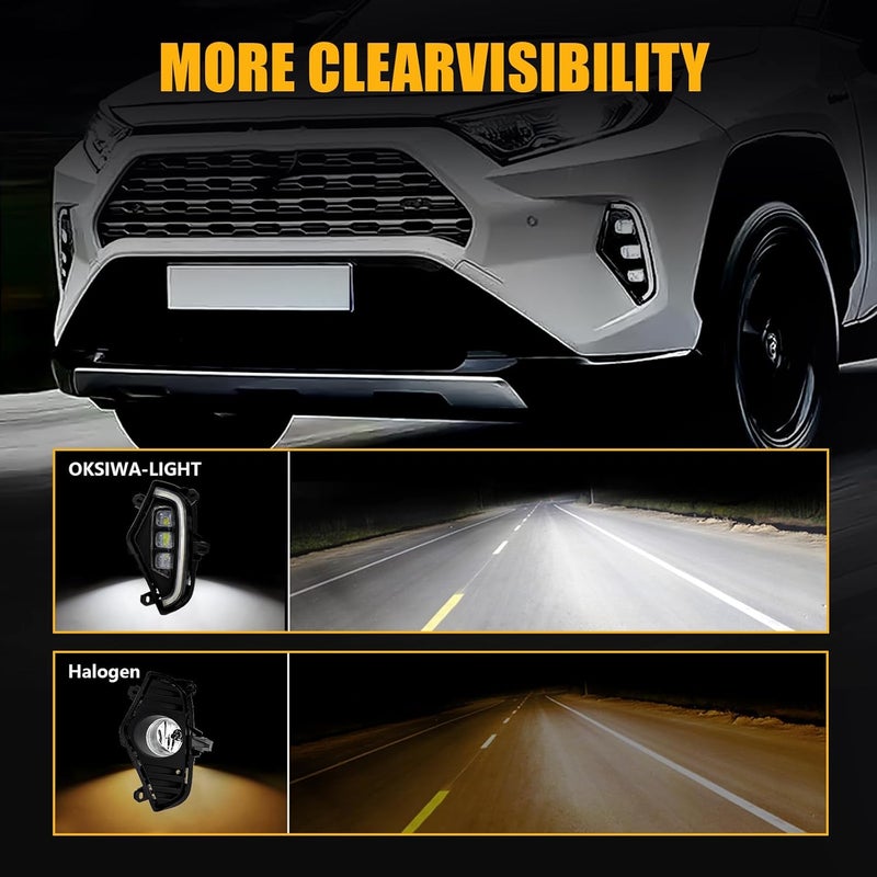 OKSIWA LED Fog Lights with 3 Colors DRL for Toyota RAV4 2019-2025 - Image 5