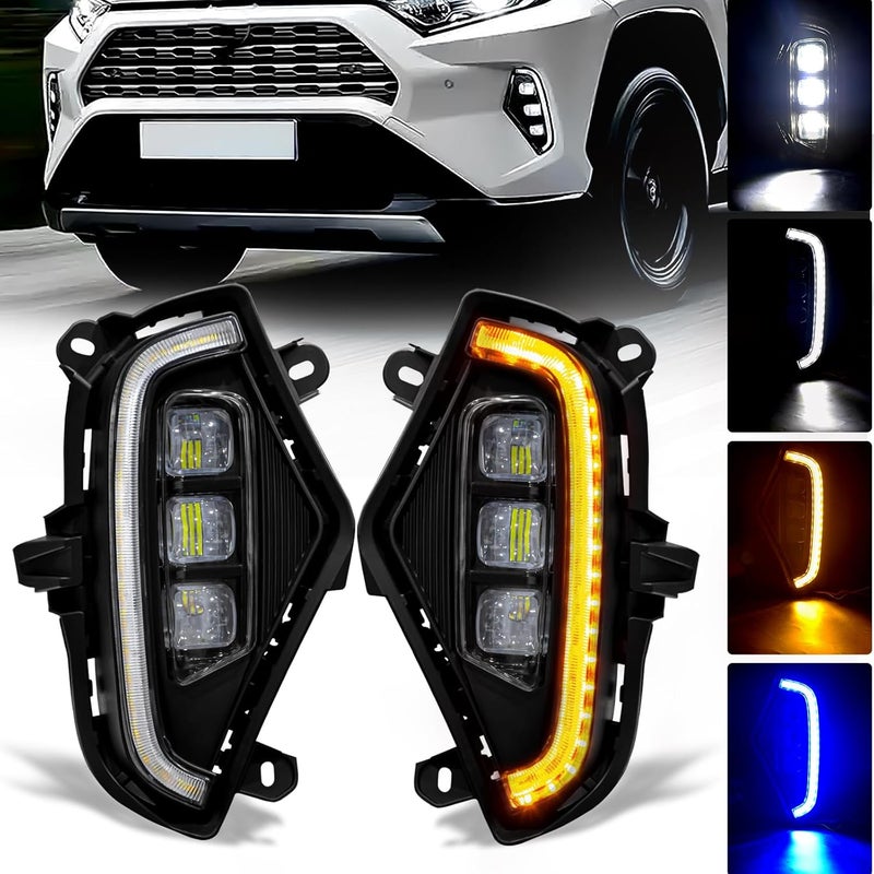 OKSIWA LED Fog Lights with 3 Colors DRL for Toyota RAV4 2019-2025 - Image 1