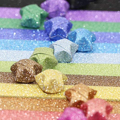 QTFHR Yeooyoor Origami Stars Papers Package DIY Paper, 360 Sheets - 18 Colors ( Glitter Origami Stars) - Image 1