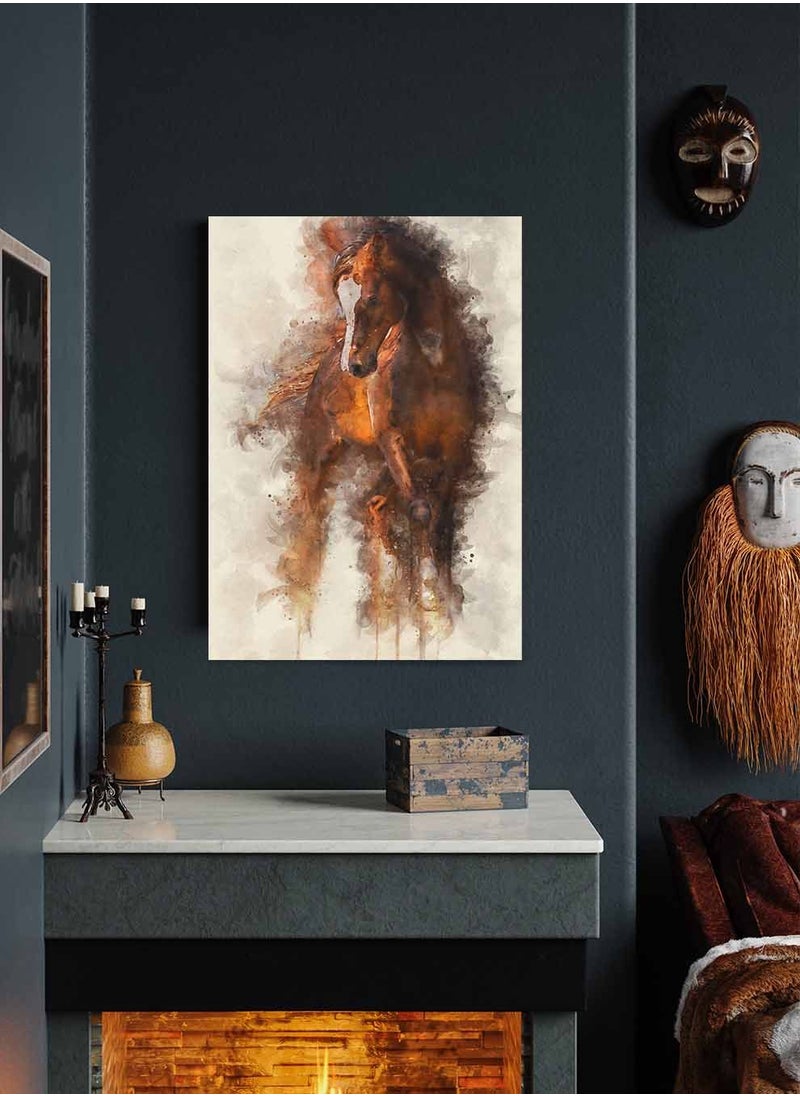 LOWHA Framed Canvas Wall Art Stretched Over Wooden Frame, Arabian Horse  Painting, For Home, Living Room, Office Decor  - Image 3