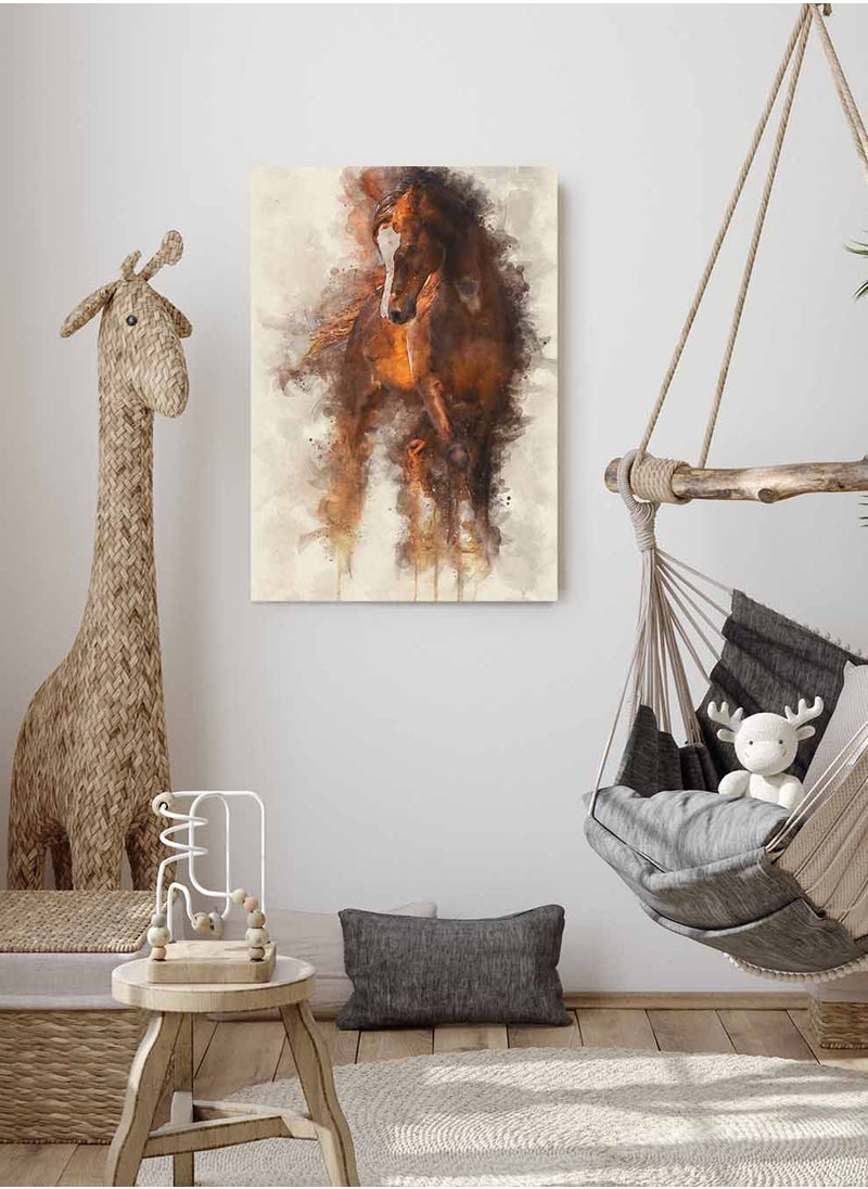 LOWHA Framed Canvas Wall Art Stretched Over Wooden Frame, Arabian Horse  Painting, For Home, Living Room, Office Decor  - Image 2