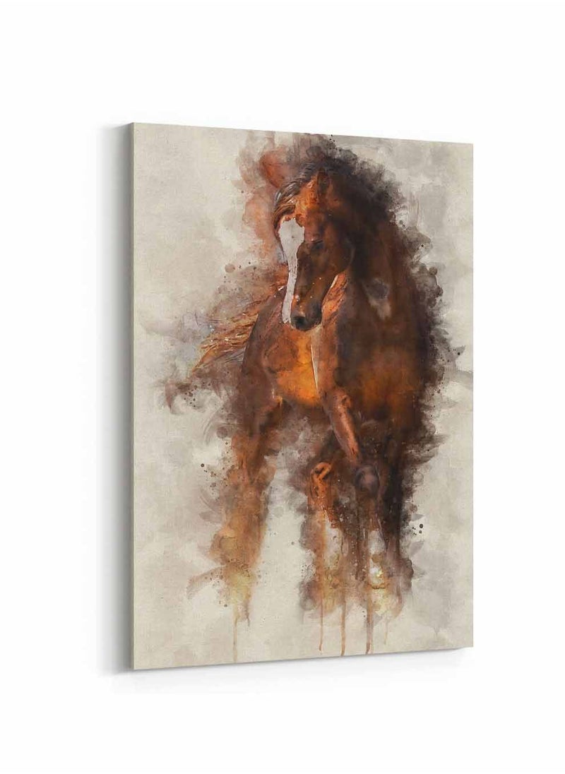 LOWHA Framed Canvas Wall Art Stretched Over Wooden Frame, Arabian Horse  Painting, For Home, Living Room, Office Decor  - Image 5