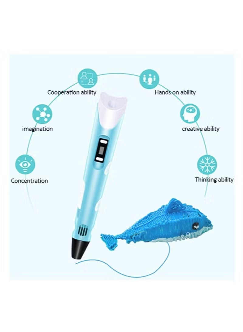 3D Printing Pen with Display Includes 3D Pen 3 Starter Colors of PLA Filament Stencil Book Project Guide and Charger - Image 2