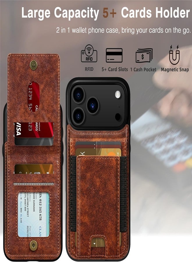 LOHASIC for iPhone 17 Pro Wallet Case with Card Holder, Women Men PU Leather RFID Blocking Credit Card Slots Kickstand Protective Cover Flip Phone Case for iPhone 17 Pro 6.3" 2025 - Brown - Image 4