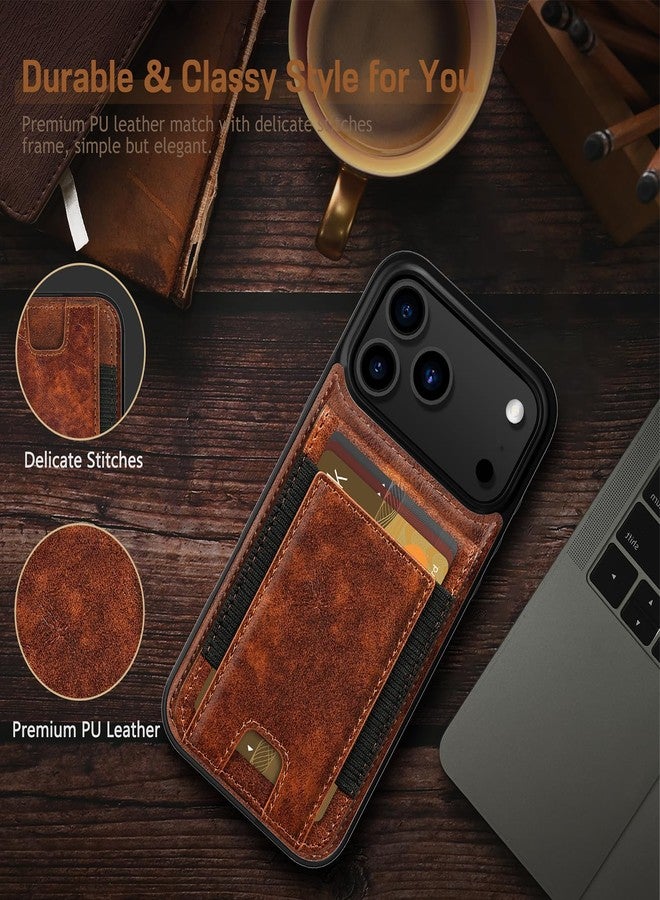 LOHASIC for iPhone 17 Pro Wallet Case with Card Holder, Women Men PU Leather RFID Blocking Credit Card Slots Kickstand Protective Cover Flip Phone Case for iPhone 17 Pro 6.3" 2025 - Brown - Image 3