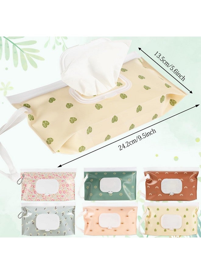FEBSNOW 6 Pack Baby Wipes Dispenser, Portable Refillable Wipe Holder, Baby Wipes Container, Reusable Wipes Case, Baby Travel Wet Wipes Pouch (Morandi Color) - Image 1