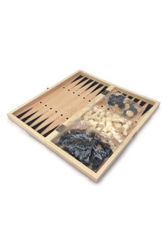 Cool Baby COOLBABY Large Chess, Checkers & Backgammon 3 in 1 Set - Outdoor & Travel Learning Game - Magnetic Chess Board - Wooden Chess Set (Size: 39 x 39 cm)  - Image 5
