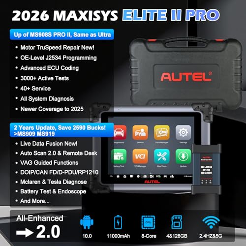 Autel MaxiSys Elite II Pro Scanner J2534 Reprogramming Tool 2-Years Free Update Motor TruSpeed Repair CANFD &DoIP 40+ Hot Services 3K+ Active Test as Ultra MS908S PRO II Up of MS908S Pro II MK908P - Image 2