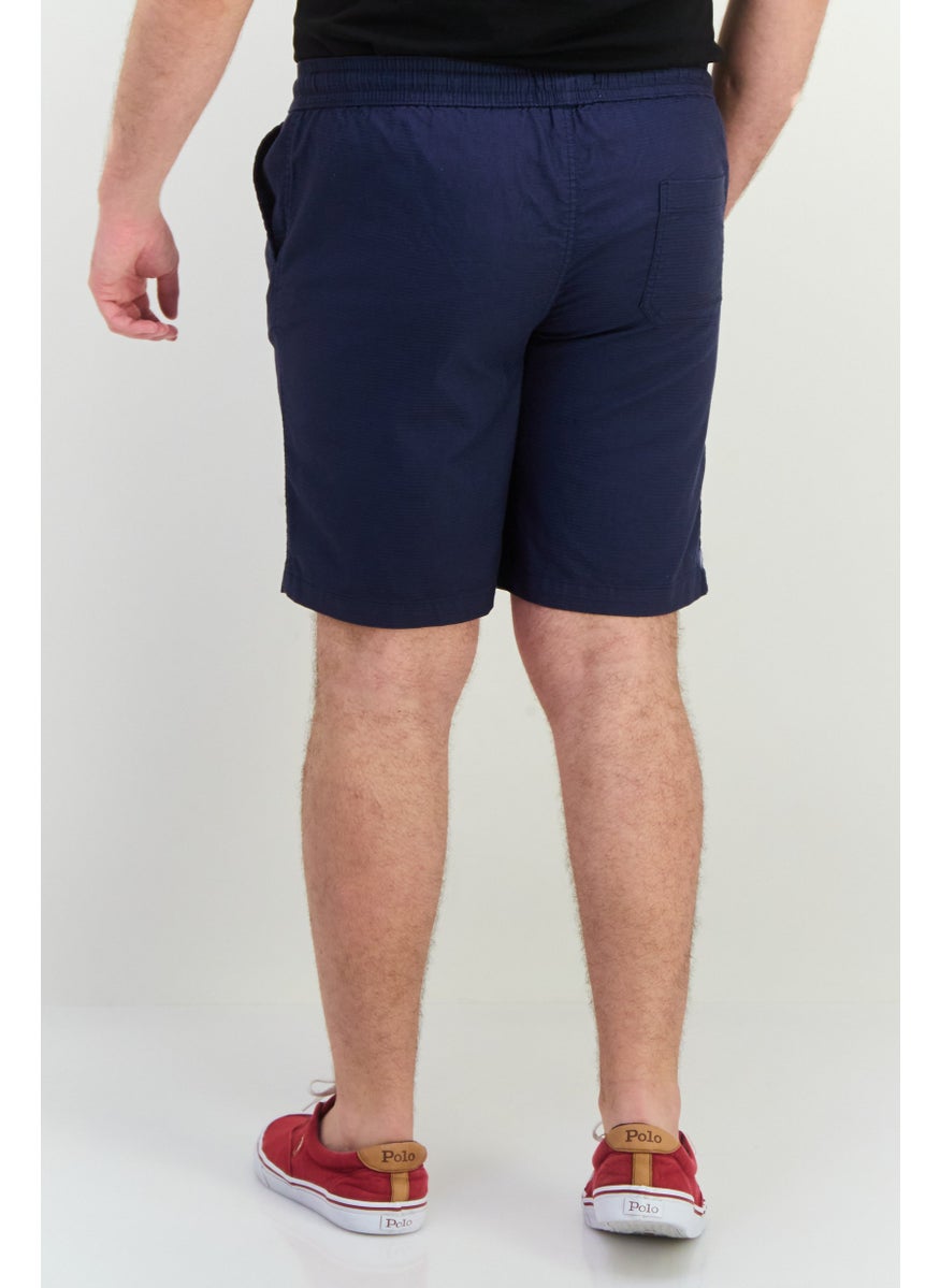 Algspar Men Textured Basic Shorts, Navy  - Image 3