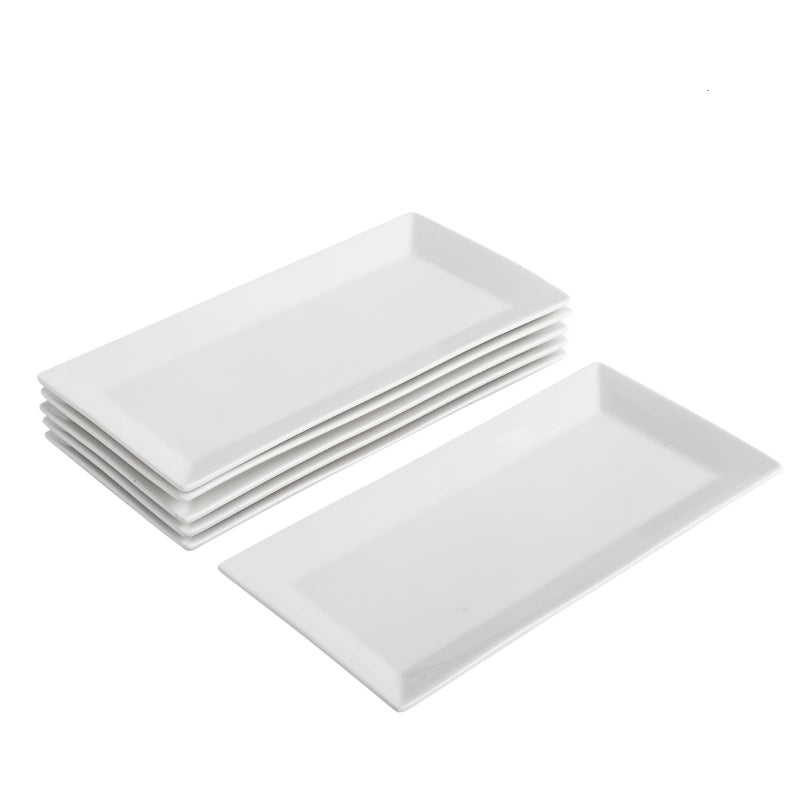 MVYAVYUS Rectangular Serving Platter Set, 12 Inch Large Serving Plates, Stackable Serving Tray for Wedding, Ceramic White Serving Platters for Entertaining, Dishwasher & Oven Safe, Gift for Housewarming (4PCS) - Image 1