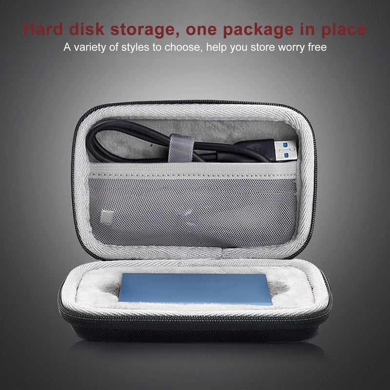 Portable Hard Shell SSD Case 14x10x4cm Black, Shockproof Storage Bag with Digital Accessories Organizer for Travel and External Drive Protection - Image 3