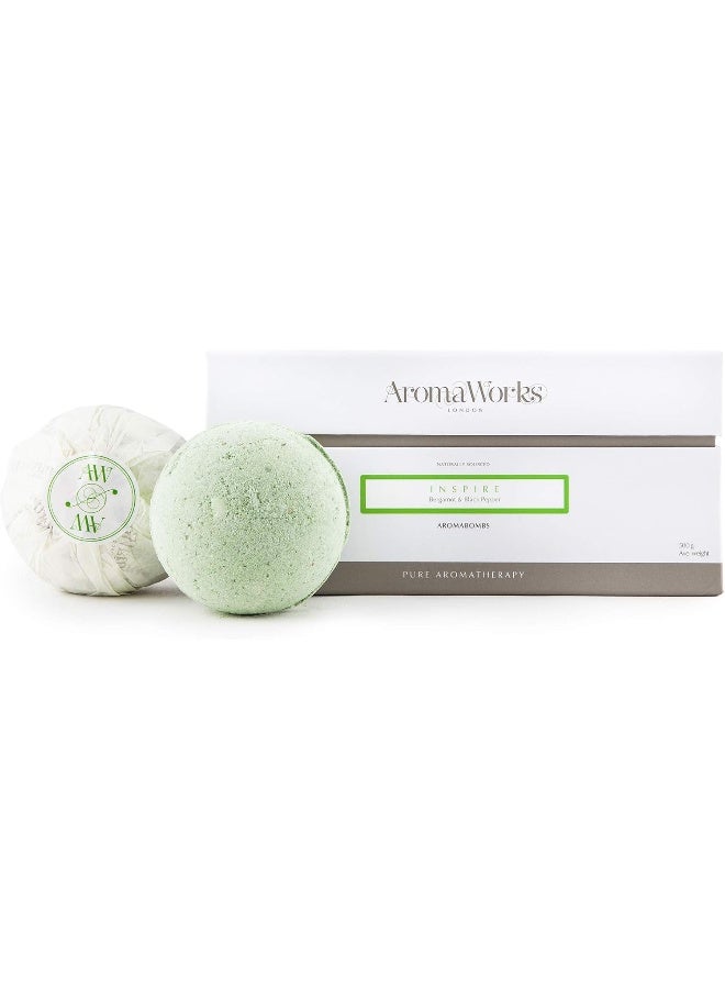 AROMAWORKS مجموعة أرومووركس إنسباير أروما بومب للرجال والنساء 2 × 8.81 أونصة من قنابل الاستحمام - Image 1