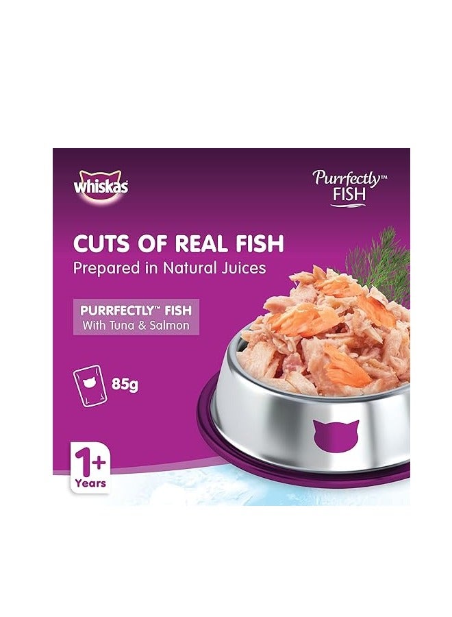 ويسكاس اكياس طعام رطب للقطط مع التونا والسلمون من ويسكاس 85 غرام × 24 قطعة، سمك السالمون، بالغ - Image 2