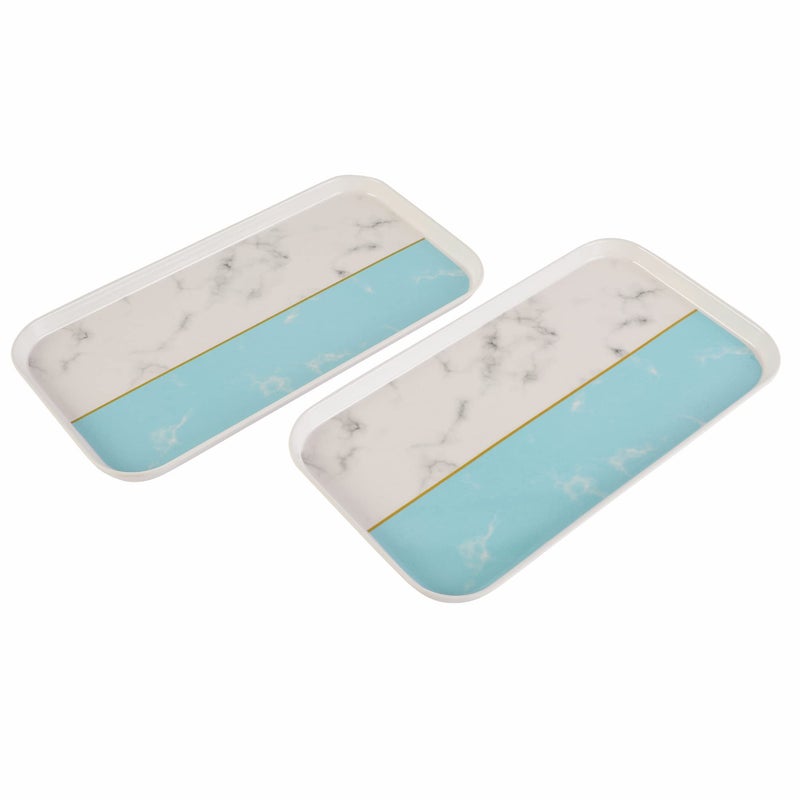 VOIDROP Melamine Serving Rectangular Tray Decorative Kitchen Organizer Breakfast, Serving Tray Home Décor Serving Tray Light Blue Serving Tray For Home - Image 1