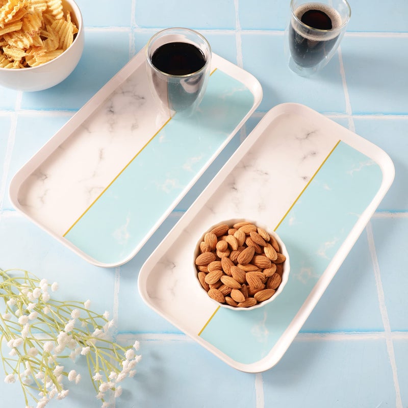 VOIDROP Melamine Serving Rectangular Tray Decorative Kitchen Organizer Breakfast, Serving Tray Home Décor Serving Tray Light Blue Serving Tray For Home - Image 2