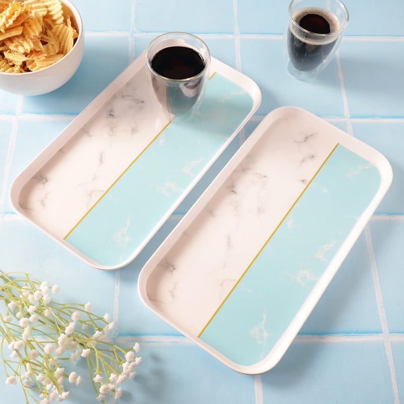 VOIDROP Melamine Serving Rectangular Tray Decorative Kitchen Organizer Breakfast, Serving Tray Home Décor Serving Tray Light Blue Serving Tray For Home - Image 3