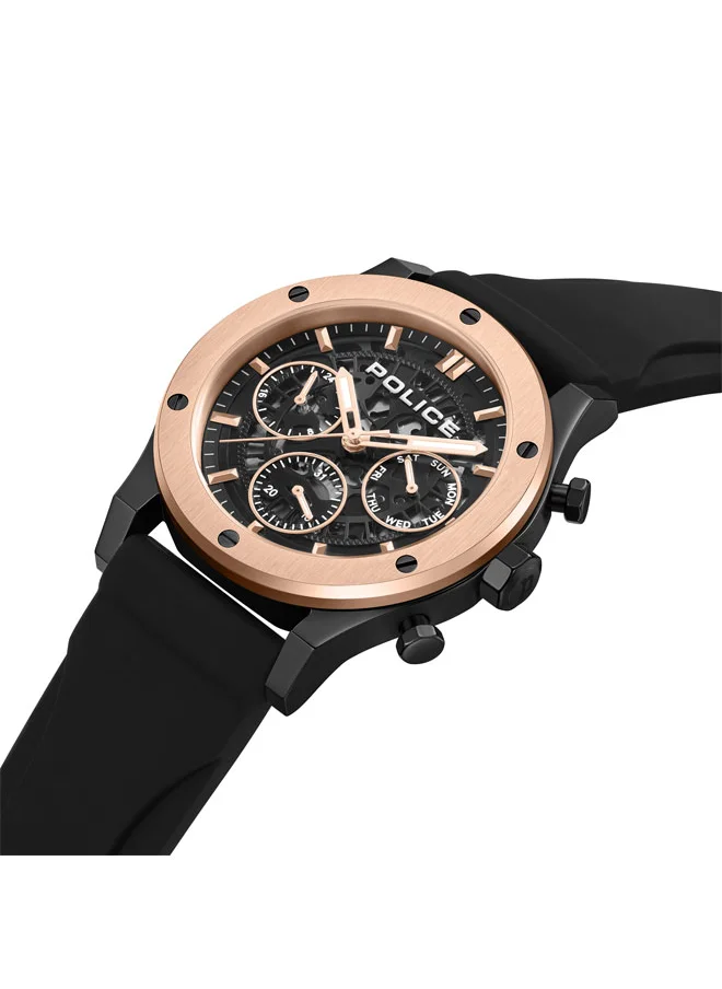 بوليس Knotty Men's Watch, 42mm Stainless Steel Case, Multi-Function Display & Silicone Strap