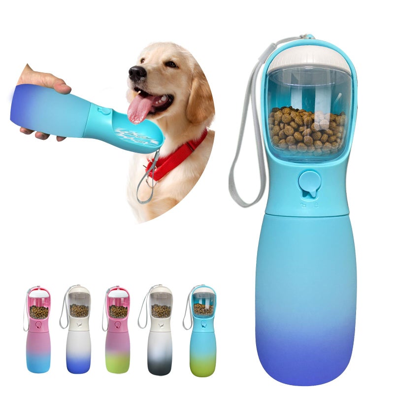 MITOCAPY 2-in-1 Dog Water Bottle Portable, Food Grade Travel Dog Bowls with Dog Food Container, 19Oz Dog Water Bowl Dispenser, Hiking Essentials, Puppy Stuff Dog Accessories Girl Boy (Blue) - Image 1