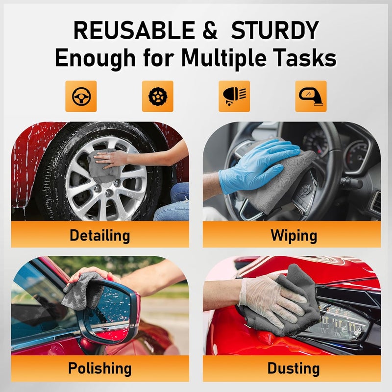 HOMERHYME Microfiber Cleaning Cloth Roll 75 Pack Tear Away Microfiber Towels Reusable Washable Shop Towels Lint Free Cleaning Rags for Car Home Garage Workshop 115x115 Grey - Image 5