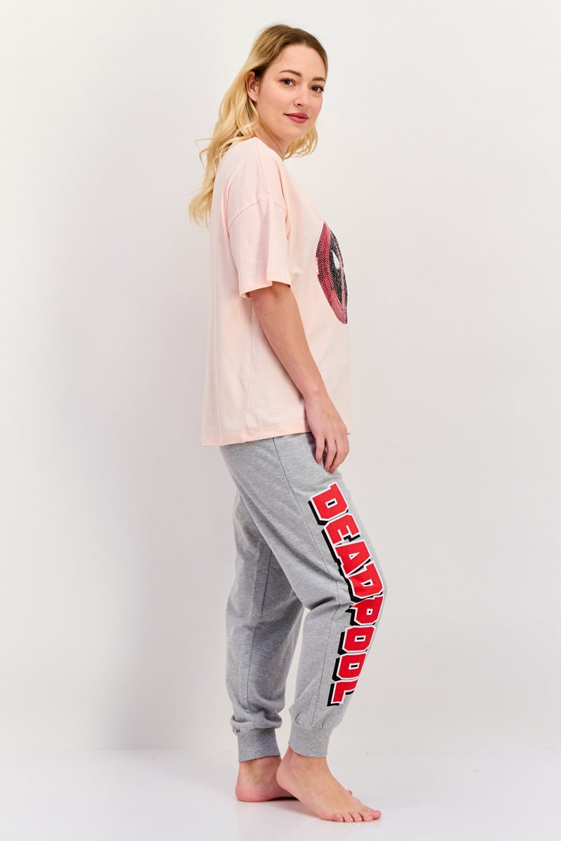 MARVEL Women 2 Piece Embellished T-Shirt And Pants Pajama Set, Multicolor - Image 2