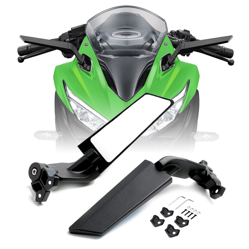 PACEWALKER Motorcycle Adjustable Aluminum Rearview Mirror Wind Wing Mirror Compatible with 20182022 KAWASAKI Ninja 400 650 ZX10R ZX6R ZX636 Honda Suzuki
