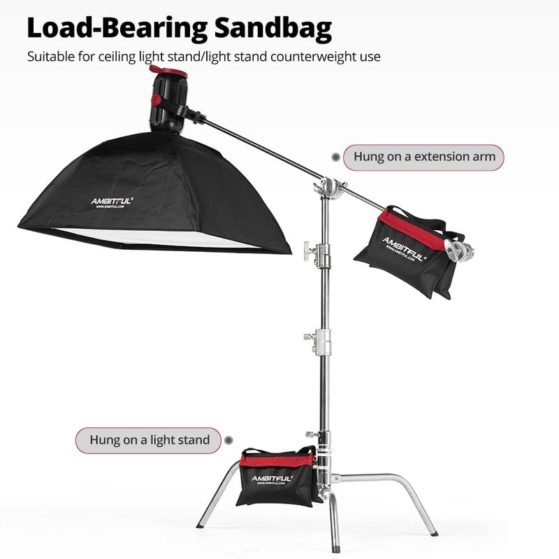 AMBITFUL Set of Heavy Duty Sand Bag Photography Studio Video Stage Film Sandbag Saddlebag for Light Stands Boom Arms Tripods (6 Packs) - Image 4